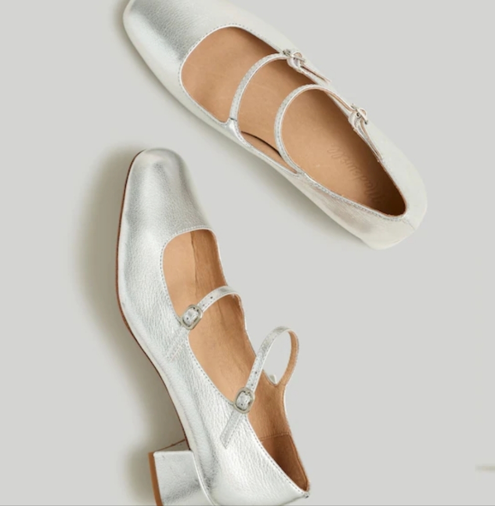 Elegant Silver Mary Jane Flats